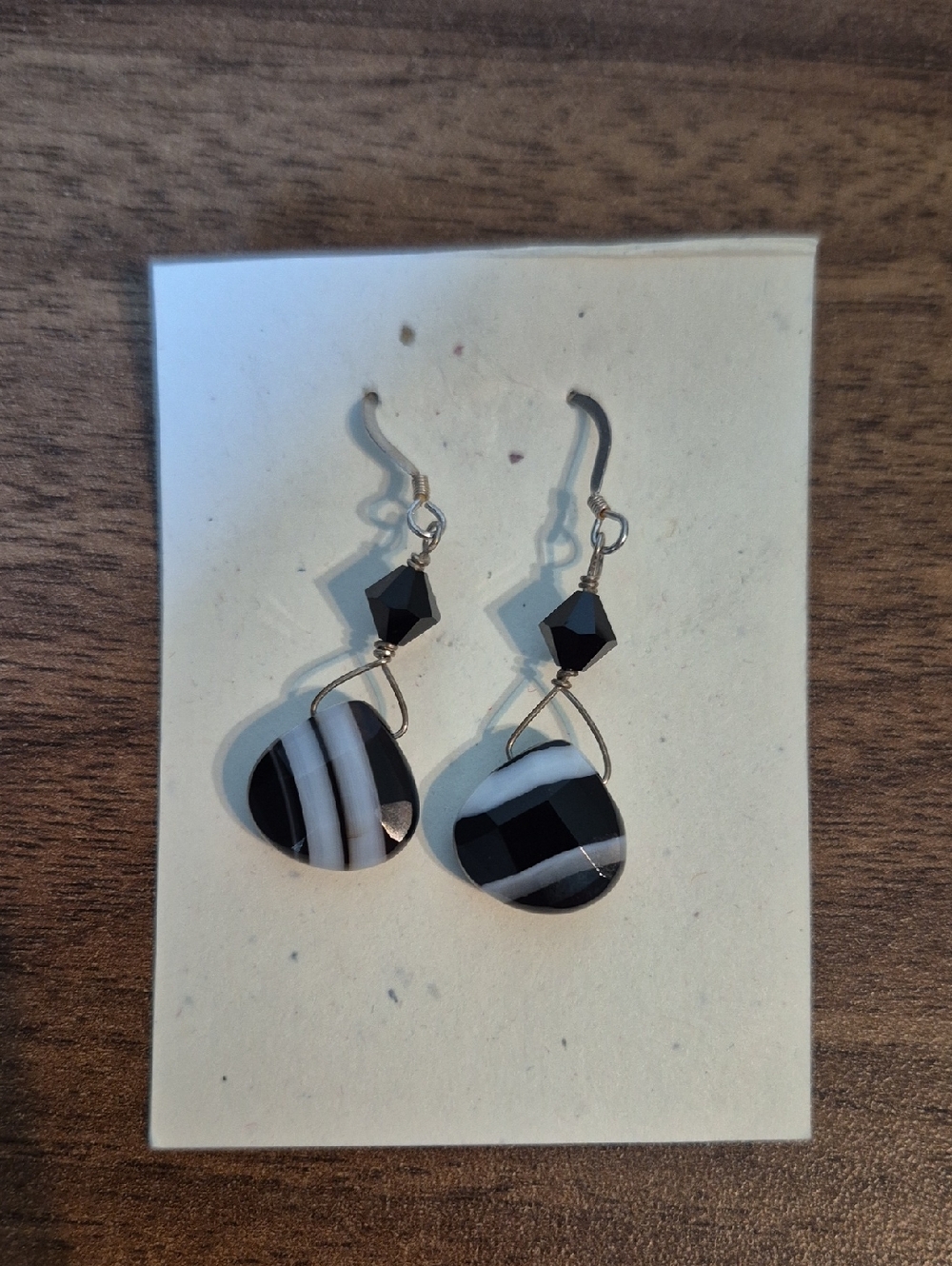 #12 Black And White Glass Earrings